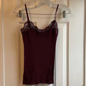 Banana Republic Maroon Lacy Tank Top. 90s style. Size S.